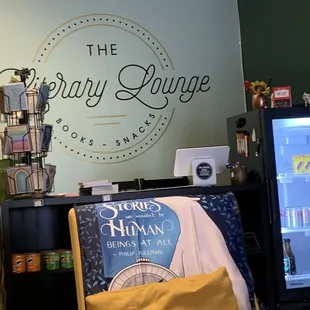 Check out counter and welcome sign