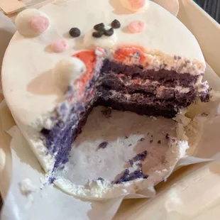 Cross-section of the White Bear Ube Bento Cake