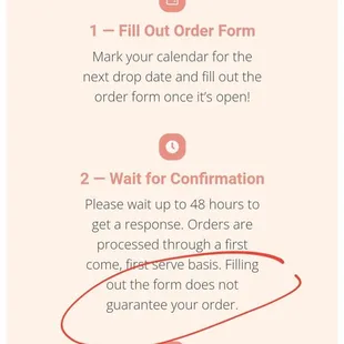 website detailing How To Order and first-come-first-serve clause