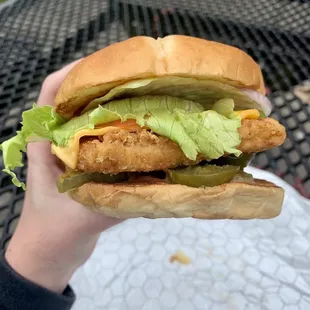 Loved that I could customize my crispy chicken sandwich with my choice of cheese, toppings and sauces! Really enjoyed it!