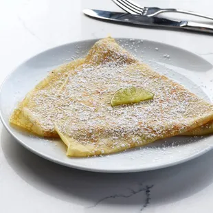 This tradition Parisian Crepe has lemon, lime and sugar