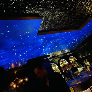 Animated shooting stars night sky ceiling