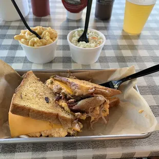 Pulled pork and grilled cheese sandwich