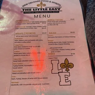Food menu. While we didn&apos;t eat here during this stop, the patrons near us had what looked and smelled to be great food!