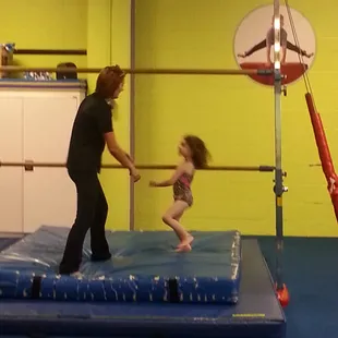 My youngest getting a helping hand.
