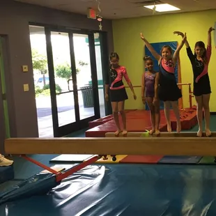 Group shot after bars, beam, and agility drills, prior to floor routines and medal ceremony. They were all a joy to watch! 5.9.17.
