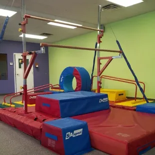 With designated &quot;stations&quot;, children focus on different skills on all of our gymnastics apparatus.