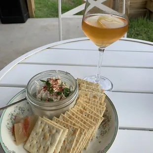 Catfish dip + disco wine