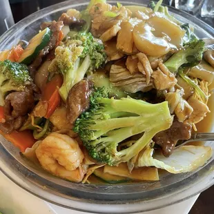 Pan Fried Noodles - Too little noodles, too much sauce