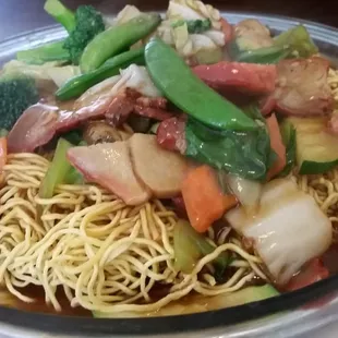 Hong Kong pan fried noodles $9.95