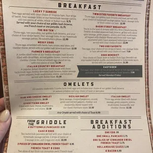 Breakfast menu