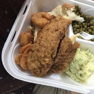 Fish and shrimp combo plate!  Only $10 on Friday night!