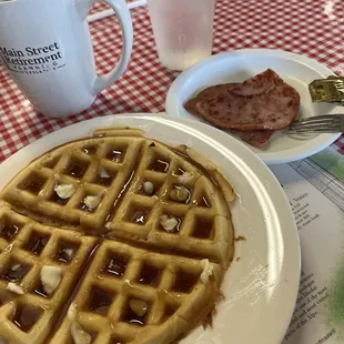 Waffle and side of ham