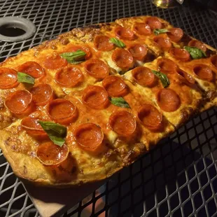 Pepperoni pizza with hot honey