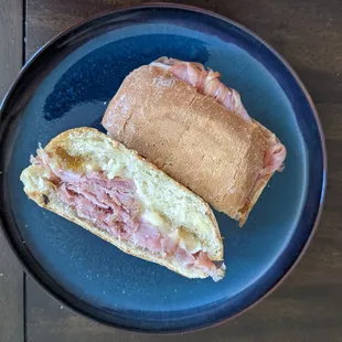 The Figgy sandwich features savory thinly-sliced prosciutto along with sweet fig jam and Brie cheese.