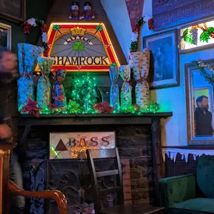 A real fire in the fireplace