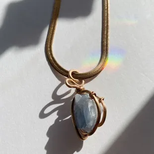 Handmade crystal wrapped necklace.