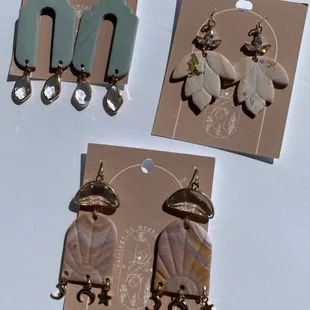 Handmade clay earrings.