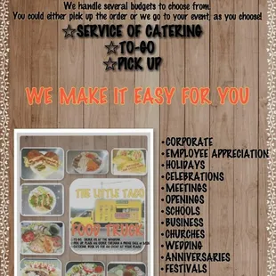 the menu for the little taco