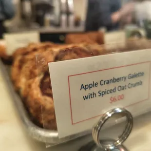 an apple cranberry galete with spiced custard cream