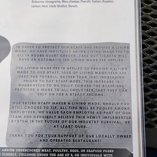 menu