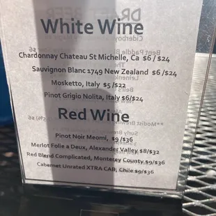 Wine list