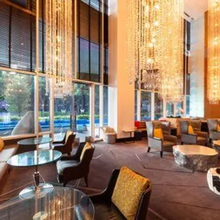 the lounge area of the hotel