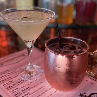 a cocktail and a drink