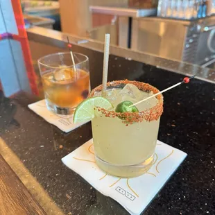 Spicy Marg with Don Julio Añejo &amp; Old Fashioned with Woodford Reserve