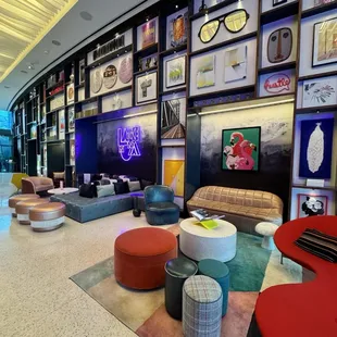 Inside lobby seating areas