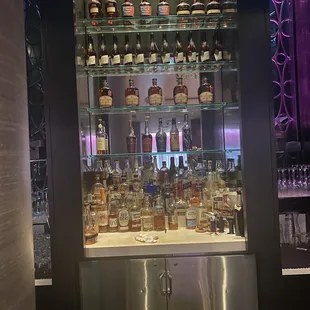 a display of liquor bottles