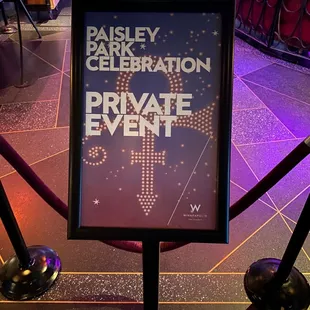 a sign for a private event