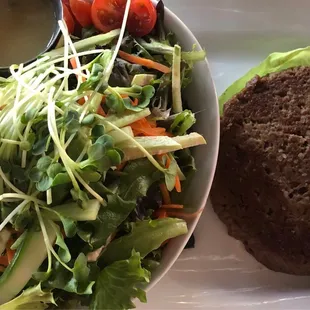 Plain Impossible Burger with a Side Salad, 4.3.2021.