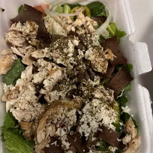 Greek salad with chicken