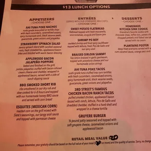 Menu downtown dining week