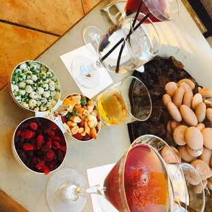 a variety of food and drinks