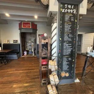 the menu on the wall