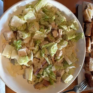 Chicken Caesar salad. I removed the buttery fresh croutons and cheese and ate them separately.