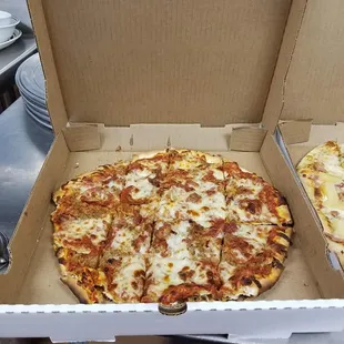two pizzas in a box