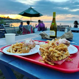 Fried Clams Fresh Lobster Roll Sandwich