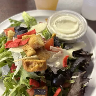 Salad with ranch. Free beer.