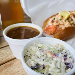 New England beans and blue cheese cole slaw