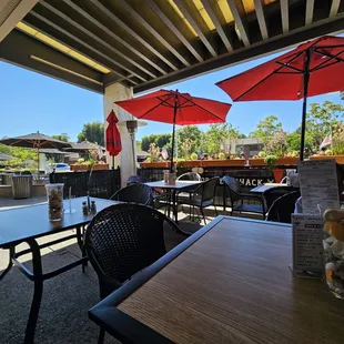 Outside shaded patio seating