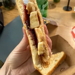 Kids Peanut Butter, Banana, Jelly Sandwich