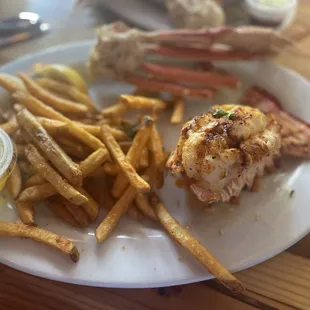 The lobster, crab and fried shrimp dinner