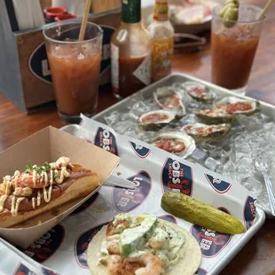 Fresh Raw Oysters.  Claw Lobster Roll