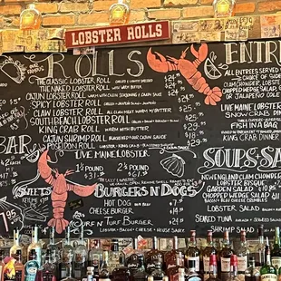 The whole menu is on the wall