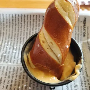 pretzels and beer cheese dipping sauce..for lunch, yes I had a salad
