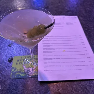 Menu and martini
