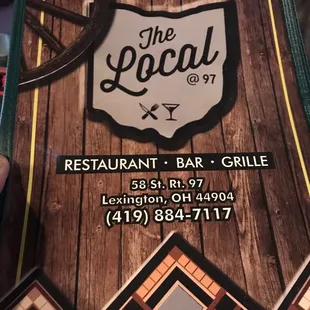  a menu for a restaurant